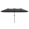 Sombrilla Doble 4x2,2 m Sombrilla Terraza Exterior con Manivela Manual Impermeable y Protección UV30+ Gris Oscuro - Ogal.Es
