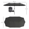 Sombrilla Doble 4x2,2 m Sombrilla Terraza Exterior con Manivela Manual Impermeable y Protección UV30+ Gris Oscuro - Ogal.Es