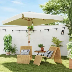Sombrilla de Terraza Exterior 300x200x245 cm con Ángulo Ajustable Mástil de Aluminio Manivela y Protección UV 50... - Ogal.Es