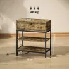 Mesa Auxiliar con Cajón y 2 Estantes con 2 Enchufes y 2 Puertos USB de Estilo Industrial 60x30x66,5 cm Marrón Rú... - Ogal.Es