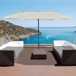 Sombrilla Doble para Jardín 455x265x238 cm Parasol Grande con Manivela Manual Resistente al Agua Protección Sola... - Ogal.Es