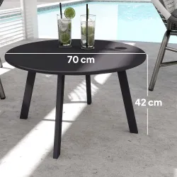 Mesa de Centro Redonda de Metal con Patas Antideslizantes y Borde Seguro para Patio Balcón Salón Ø70x42 cm Gris - Ogal.Es