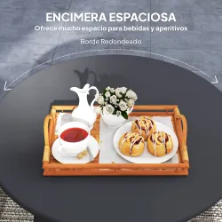 Mesa de Centro Redonda de Metal con Patas Antideslizantes y Borde Seguro para Patio Balcón Salón Ø70x42 cm Gris - Ogal.Es