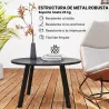 Mesa de Centro Redonda de Metal con Patas Antideslizantes y Borde Seguro para Patio Balcón Salón Ø70x42 cm Gris - Ogal.Es