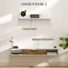 Conjunto Mueble TV y Estante de Pared con Armario y Compartimentos Abiertos Organización de Espacio y Montaje en... - Ogal.Es