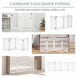 Barrera de Seguridad para Perros Plegable con Puerta y Cierre de Seguridad para Pasillos y Puertas 237,5x36x80 c... - Ogal.Es