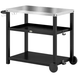Carrito de Parrilla para Jardín o Terraza Carro de Servicio con Encimera Estantes y Ruedas para BBQ 102x50x81 cm... - Ogal.Es