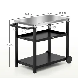 Carrito de Parrilla para Jardín o Terraza Carro de Servicio con Encimera Estantes y Ruedas para BBQ 102x50x81 cm... - Ogal.Es