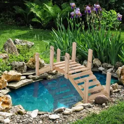 Puente de Jardín de Madera con Pasamanos Puente Decorativo para Estanque Carga 5 kg 100x32x48 cm Natural - Ogal.Es