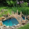 Puente de Jardín de Madera con Pasamanos Puente Decorativo para Estanque Carga 5 kg 100x32x48 cm Natural - Ogal.Es