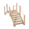 Puente de Jardín de Madera con Pasamanos Puente Decorativo para Estanque Carga 5 kg 100x32x48 cm Natural - Ogal.Es