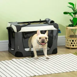 Transportín para Perros y Gatos Bolsa de Transporte para Mascotas Plegable con Cojín 60x41x41 cm Gris - Ogal.Es