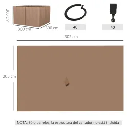4 Paredes Laterales para Cenador 3x2 m con Ganchos Cortinas sin Ventanas para Carpa de Jardín Exterior Fiesta Ma... - Ogal.Es
