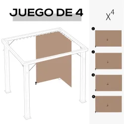 4 Paredes Laterales para Cenador 3x2 m con Ganchos Cortinas sin Ventanas para Carpa de Jardín Exterior Fiesta Ma... - Ogal.Es