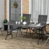 Mesa Plegable de Jardín Rectangular Portátil para 6 Personas de Acero y HDPE 180x75,5x73 cm Gris Oscuro - Ogal.Es