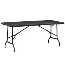 Mesa Plegable de Jardín Rectangular Portátil para 6 Personas de Acero y HDPE 180x75,5x73 cm Gris Oscuro - Ogal.Es