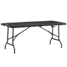 Mesa Plegable de Jardín Rectangular Portátil para 6 Personas de Acero y HDPE 180x75,5x73 cm Gris Oscuro - Ogal.Es