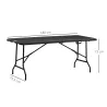 Mesa Plegable de Jardín Rectangular Portátil para 6 Personas de Acero y HDPE 180x75,5x73 cm Gris Oscuro - Ogal.Es