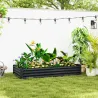 Jardinera Elevada Rectangular de Acero Galvanizado para Cultivar Plantas Flores Hierba 180x90x30 cm Gris Oscuro - Ogal.Es