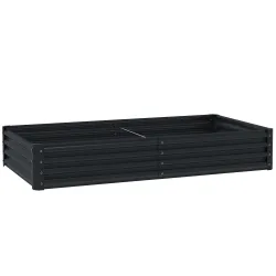 Jardinera Elevada Rectangular de Acero Galvanizado para Cultivar Plantas Flores Hierba 180x90x30 cm Gris Oscuro - Ogal.Es