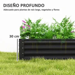 Jardinera Elevada Rectangular de Acero Galvanizado para Cultivar Plantas Flores Hierba 180x90x30 cm Gris Oscuro - Ogal.Es