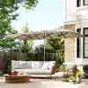 Sombrilla Doble 4,5x2,6 m Sombrilla Terraza Exterior con Manivela Impermeable y Protección UV50+ Crema - Ogal.Es