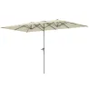Sombrilla Doble 4,5x2,6 m Sombrilla Terraza Exterior con Manivela Impermeable y Protección UV50+ Crema - Ogal.Es
