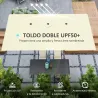 Sombrilla Doble 4,5x2,6 m Sombrilla Terraza Exterior con Manivela Impermeable y Protección UV50+ Crema - Ogal.Es