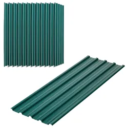 Juego de 12 Paneles para Tejado de Acero Galvanizado 7m² para Caseta de Herramientas Cobertizo 129x45cm Verde - Ogal.Es
