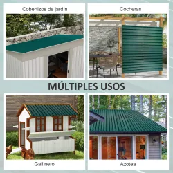 Juego de 12 Paneles para Tejado de Acero Galvanizado 7m² para Caseta de Herramientas Cobertizo 129x45cm Verde - Ogal.Es