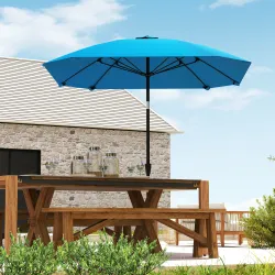Sombrilla de Jardín 233x233 cm Ángulo Ajustable Impermeable Poste de Aluminio Varillas de Fibra de Vidrio Manive... - Ogal.Es