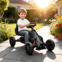 Kart a Pedales para Niños 3-8 Años con Asiento Regulable en 4 Posiciones y Ruedas de EVA 100x58x58,5 cm Negro - Ogal.Es