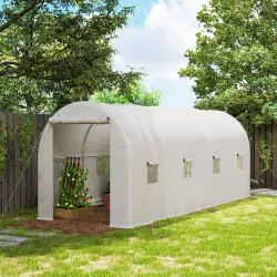 Invernadero de Túnel 500x200x205 cm Invernadero de Jardín con Puerta Enrollable y 8 Ventanas Cubierta PE 140 g/m... - Ogal.Es