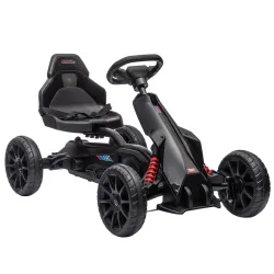 Kart a Pedales para Niños 3-8 Años con Asiento Regulable en 4 Posiciones y Ruedas de EVA 100x58x58,5 cm Negro - Ogal.Es