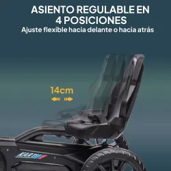Kart a Pedales para Niños 3-8 Años con Asiento Regulable en 4 Posiciones y Ruedas de EVA 100x58x58,5 cm Negro - Ogal.Es