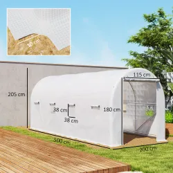 Invernadero de Túnel 500x200x205 cm Invernadero de Jardín con Puerta Enrollable y 8 Ventanas Cubierta PE 140 g/m... - Ogal.Es