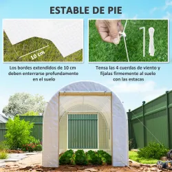 Invernadero de Túnel 500x200x205 cm Invernadero de Jardín con Puerta Enrollable y 8 Ventanas Cubierta PE 140 g/m... - Ogal.Es