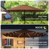 Sombrilla de Jardín Ø265 cm con 32 Luces LED Solares Manivela y Poste de Acero para Patio Terraza Marrón - Ogal.Es