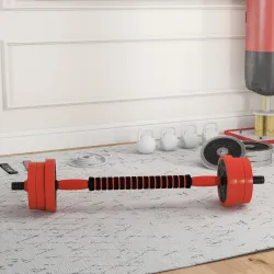 Kit de Gimnasio 4 en 1 con Barra de Pesas Mancuernas Kettlebell para Entrenamiento de Fuerza en Casa Color Rojo ... - Ogal.Es