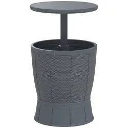 Mesa Nevera para Exterior 41 L 3 en 1 Cool Bar Mesa Auxiliar con Altura Ajustable Cubo de Hielo Tapa Elevable Gris - Ogal.Es
