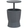 Mesa Nevera para Exterior 41 L 3 en 1 Cool Bar Mesa Auxiliar con Altura Ajustable Cubo de Hielo Tapa Elevable Gris - Ogal.Es