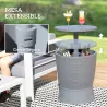 Mesa Nevera para Exterior 41 L 3 en 1 Cool Bar Mesa Auxiliar con Altura Ajustable Cubo de Hielo Tapa Elevable Gris - Ogal.Es