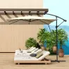 Parasol Excéntrico 247x247 cm con Base Cruzada Manivela Funda Protectora y Toldo Giratorio 360° 247x247x256 cm C... - Ogal.Es
