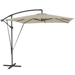 Parasol Excéntrico 247x247 cm con Base Cruzada Manivela Funda Protectora y Toldo Giratorio 360° 247x247x256 cm C... - Ogal.Es