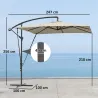Parasol Excéntrico 247x247 cm con Base Cruzada Manivela Funda Protectora y Toldo Giratorio 360° 247x247x256 cm C... - Ogal.Es