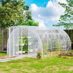 Invernadero de Túnel 4x3x2m con 2 Puertas Invernadero de Jardín con Techo Redondeado para Cultivos Plantas Trans... - Ogal.Es