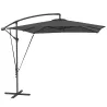 Parasol Excéntrico 247x247 cm con Base Cruzada Manivela Funda Protectora y Toldo Giratorio 360° Gris Oscuro - Ogal.Es