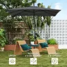 Parasol Excéntrico 247x247 cm con Base Cruzada Manivela Funda Protectora y Toldo Giratorio 360° Gris Oscuro - Ogal.Es
