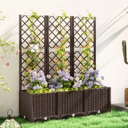 Jardinera con Enrejado de Plástico para Plantas Trepadoras con Drenaje y Amplio Espacio de Cultivo 120x40x135 cm... - Ogal.Es