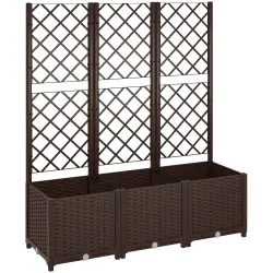 Jardinera con Enrejado de Plástico para Plantas Trepadoras con Drenaje y Amplio Espacio de Cultivo 120x40x135 cm... - Ogal.Es